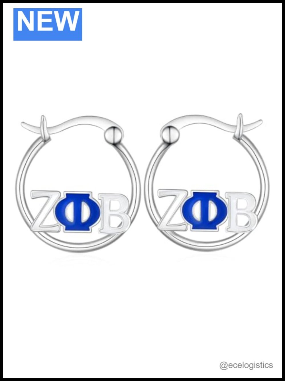 925 Sterling Silver Sorority Hoop Earrings Greek Gift for Women